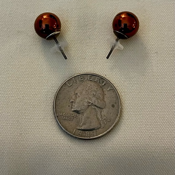 Vintage Copper Ball Stud Earrings - Picture 13 of 16